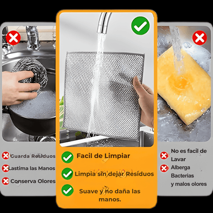 Set X5 Paños De Alambre Limpieza Cocina