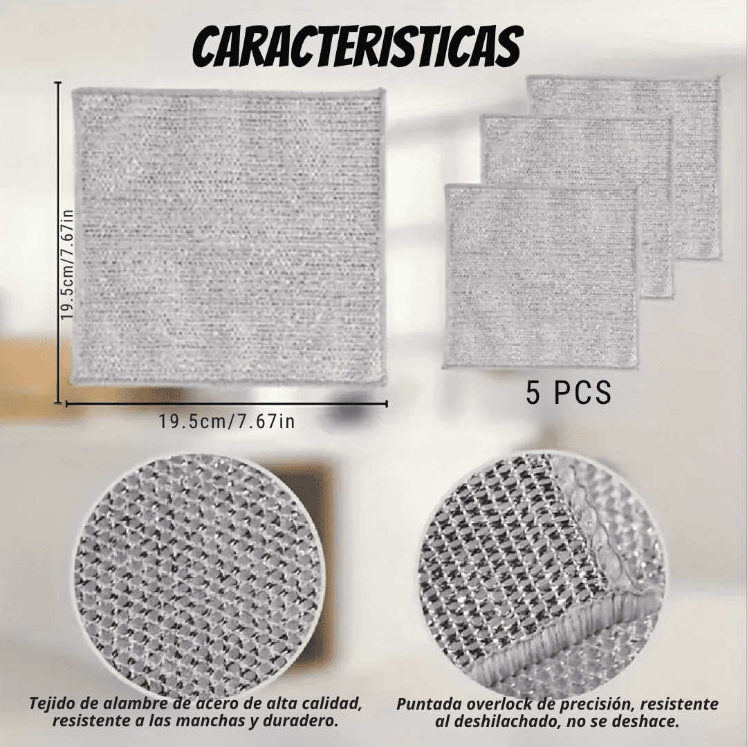 Set X5 Paños De Alambre Limpieza Cocina