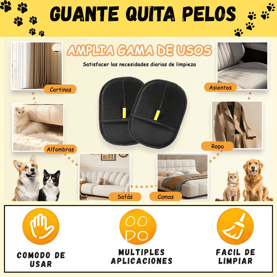 Guante Cepillo Quita Pelos o Motas